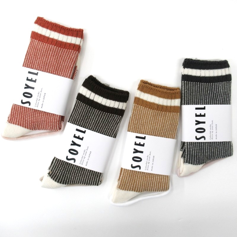 SOYEL  トップラインツイード調ハイクルーソックス 【日本製】